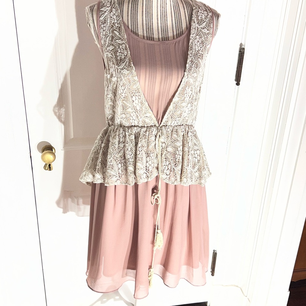 Lace Overlay Dress A’reve medium nwt sheer fairy whimsy D342